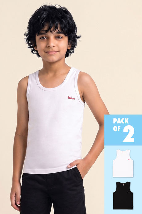 Lee Cooper Boys Solid Vest (Pack of 2) - Multicolor Buy Lee Cooper Boys Solid Vest (Pack of 2) - Multicolor